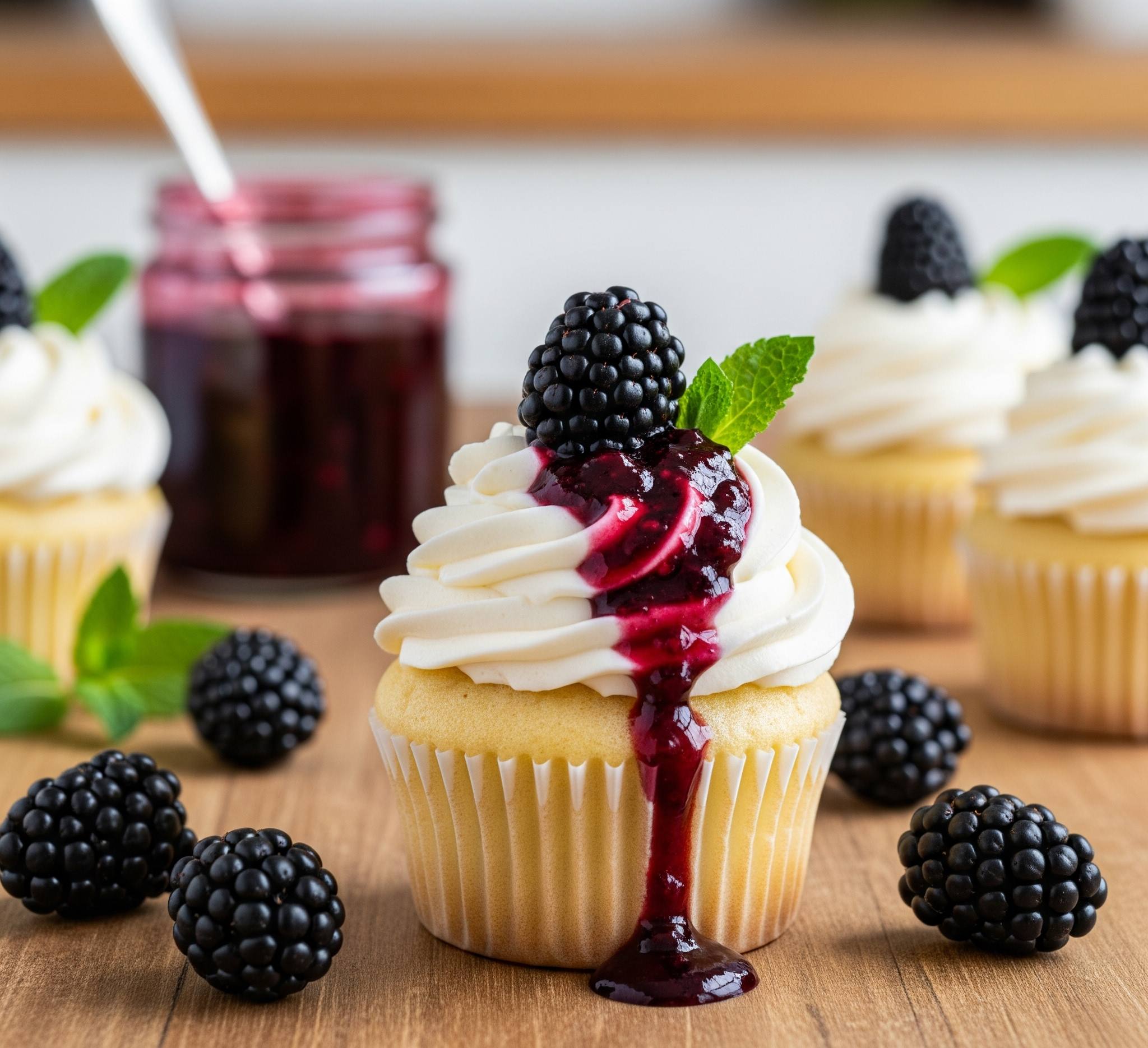 Blackberry Bourbon Smash Cupcakes